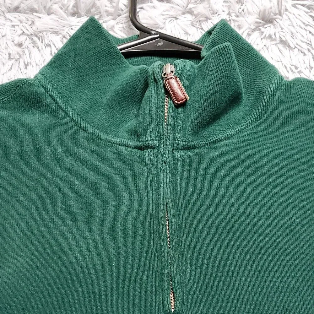 Polo Ralph Lauren Sweater Mens XXL 2XL Green Pony Knit Quarter Zip Mock Neck‎